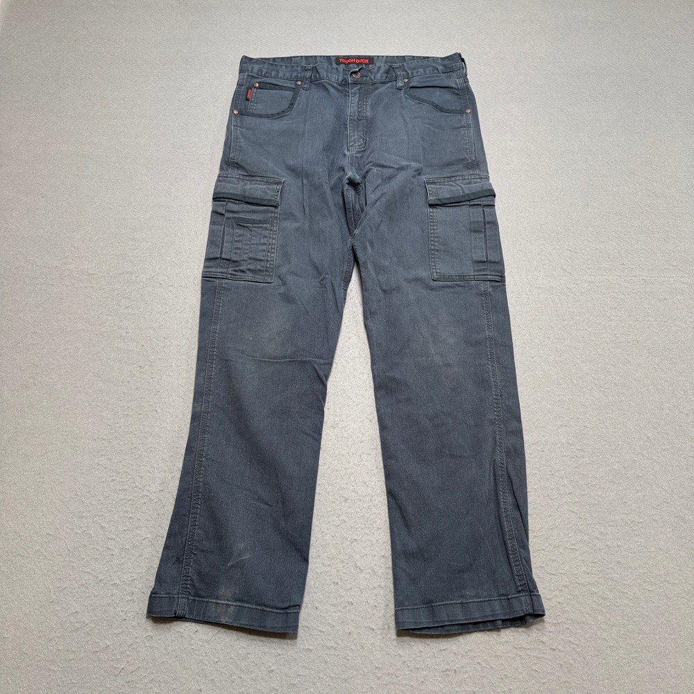 Tough Duck Cargo Pants Men's 34x28 Black Faded Straight Leg Relaxed Fit Utility